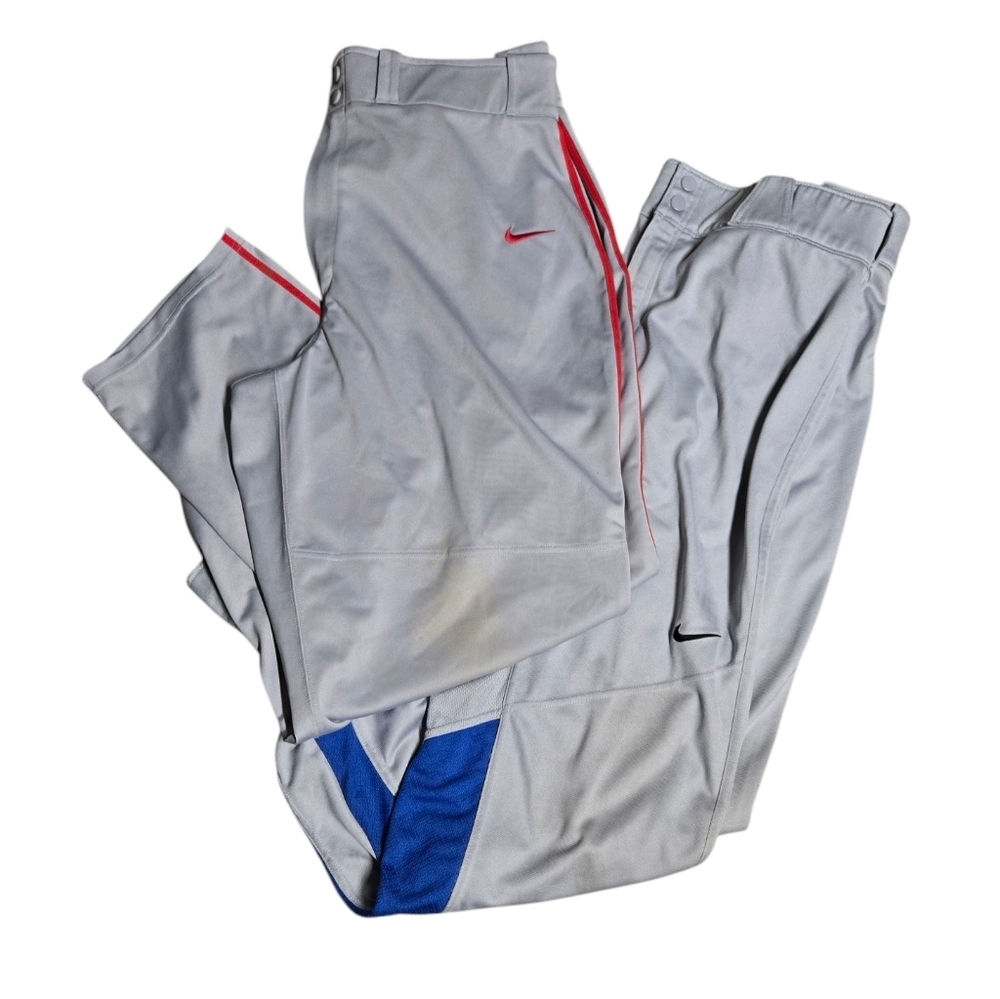 Nike Men's Gray Baseball Pants with Red and Blue Details XXL Bundle Of 2
